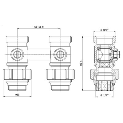 Кран шаровой SD Forte 3/4"х1/2" для радиатора нижний(16059) - изображение 2