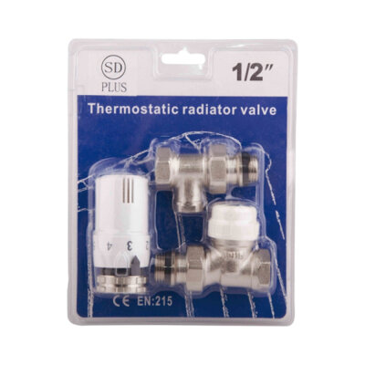 Комплект термостатический SD Plus 1/2" для радиатора прямой(16036)