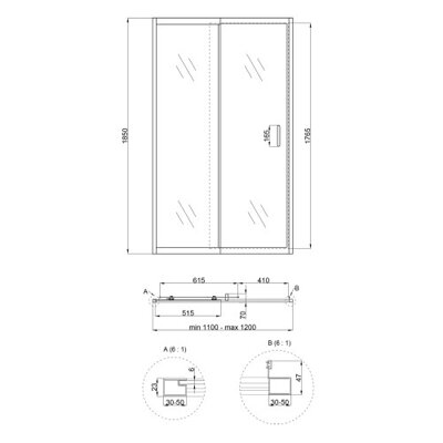 Душевая дверь в нишу Qtap Taurus CRM2011-12.C6 110-120x185 см, стекло Clear 6 мм, покрытие CalcLess - зображення 2