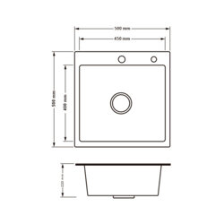 Кухонная мойка Lidz H5050B 3.0/0.8 мм Brush Black (LDH5050BPVD3008)(28947) - изображение 2