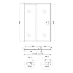 Душевая дверь в нишу Qtap Taurus CRM2013-14.C6 130-140x185 см, стекло Clear 6 мм, покрытие CalcLess(28682) - изображение 2