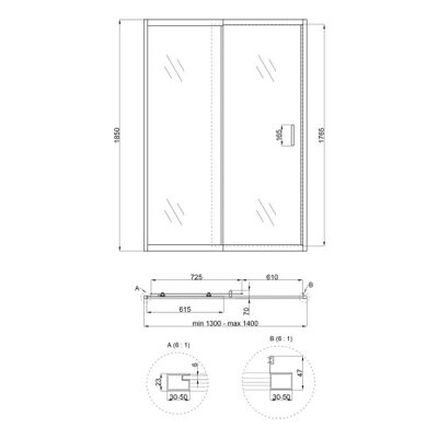 Душевая дверь в нишу Qtap Taurus CRM2013-14.C6 130-140x185 см, стекло Clear 6 мм, покрытие CalcLess(28682) - изображение 2