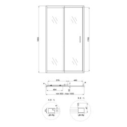 Душевая дверь в нишу Qtap Taurus CRM209-1.C6 90-100x185 см, стекло Clear 6 мм, покрытие CalcLess(28679) - изображение 2