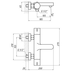 Змішувач термостатичний для ванни Qtap Votice 30T105-1GC(24547) - изображение 2