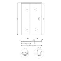 Душевая дверь в нишу Qtap Taurus CRM2012-13.C6 120-130x185 см, стекло Clear 6 мм, покрытие CalcLess - зображення 2