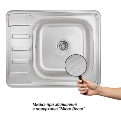 Кухонна мийка Lidz 6350 Micro Decor 0,8 мм  - (15115) - зображення 3