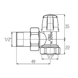 Кран радиаторный Icma 1/2" угловой без ручки №805 (82805AD06) - изображение 2