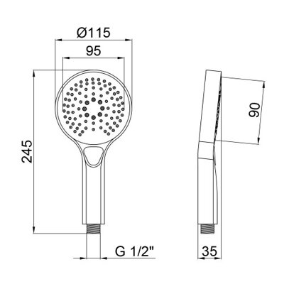 Лейка для ручного душа Qtap Rucni 115 мм округлая QTRUCA120O3KCW Chrome(28776) - изображение 2